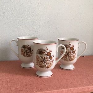 Set of 3 vintage boho bramble fanci florals mugs